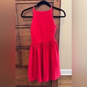 NWT red halter neck dress with open back.
